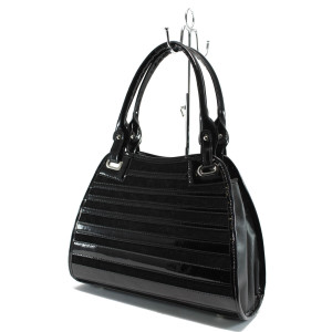 Черна дамска чанта, еко-кожа и лачена еко-кожа - стил и комфорт в ежедневието N 10007709