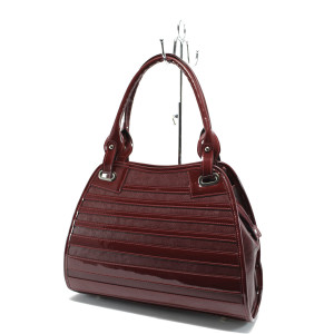 Винена дамска чанта, еко-кожа и лачена еко-кожа - стил и комфорт в ежедневието N 10007710