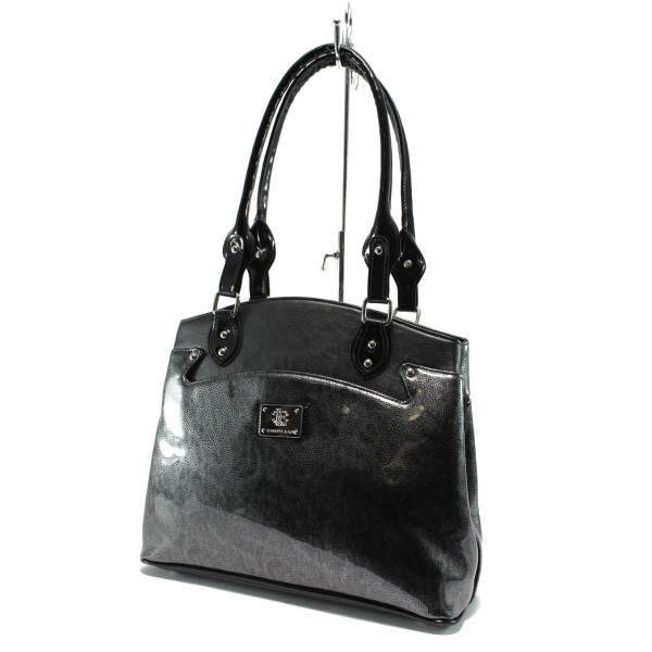 Черна дамска чанта, лачена еко кожа - стил и комфорт в ежедневието N 10007721