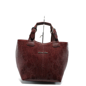 Дамска чанта - змийска шарка СБ 1130 бордо кожа анакондаKP