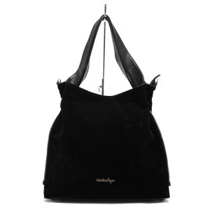 Черна велурена дамска чанта