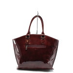 Винена дамска чанта, лачена еко кожа - стил и комфорт в ежедневието N 10007716