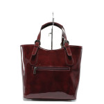 Винена дамска чанта, лачена еко кожа - стил и комфорт в ежедневието N 10007717