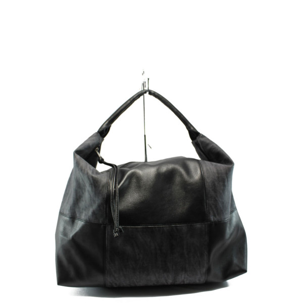 Черна дамска чанта, здрава еко-кожа N 10007773