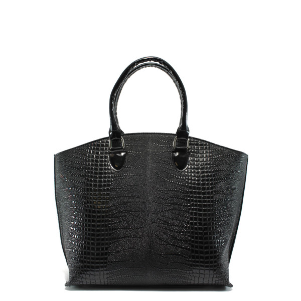 Черна дамска чанта, здрава еко-кожа N 10007788