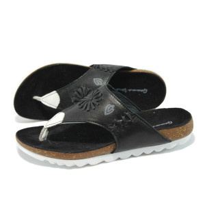 Черни анатомични дамски чехли от естествена кожа