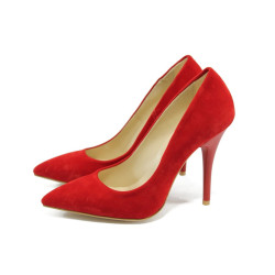 Червени велурени дамски обувки с висок ток МИ 2015 червен велурKP