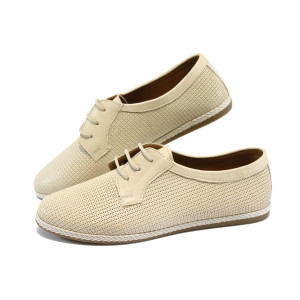 Удобни бежови дамски обувки -анатомични - естествена кожа МИ 104-01 бежовKP