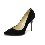 Велурени черни дамски обувки с висок ток МИ 2015 черен велурKP