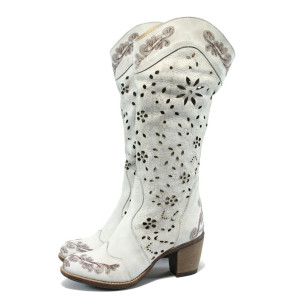 Бял летен дамски ботуш ИО 1290 опушен бялKP