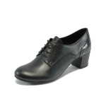 Черни ортопедични дамски обувки със среден ток, естествена кожа - всекидневни обувки за пролетта и есента N 10007925