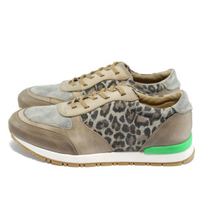 Ортопедични дамски спортни обувки с леопардови шарки, естествена кожа