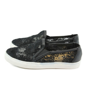 Черни дантелени дамски обувки