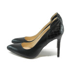Черни дамски обувки с висок тънък ток