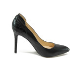 Черни дамски обувки с висок тънък ток