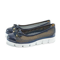 Сини летни дамски обувки с бяла платформа