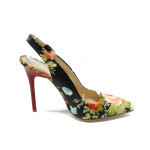 Дамски обувки на цветя, с висок ток