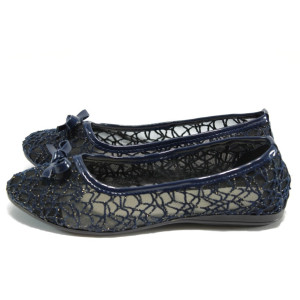 Сини дантелени балеринки