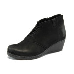 Черни анатомични дамски боти, естествен набук - всекидневни обувки за есента и зимата N 10009174