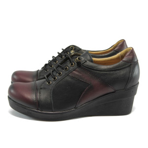 Анатомични дамски обувки с ниска платформа, от естествена кожа