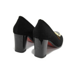 Стилни черни дамски обувки с висок дебел ток
