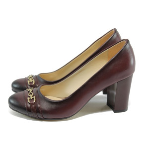 Дамски обувки бордо с висок ток
