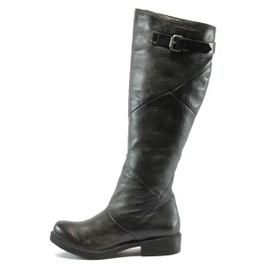 Черни дамски ботуши от естествена кожа