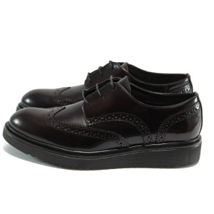 Анатомични дамски обувки с връзки, от естествена кожа