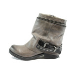 Сиви дамски боти, естествена кожа - всекидневни обувки за есента и зимата N 10007285