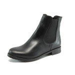 Черни дамски боти, естествена кожа - всекидневни обувки за есента и зимата N 10007356