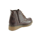 Кафяви дамски боти, естествена кожа - всекидневни обувки за есента и зимата N 10007360
