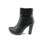 Черни дамски боти, здрава еко-кожа - официални обувки за есента и зимата N 10007385