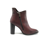 Винени дамски боти, здрава еко-кожа - официални обувки за есента и зимата N 10007384
