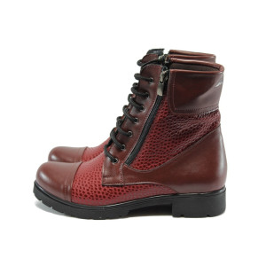 Винени дамски боти, еко-кожа с крокодилска шарка - всекидневни обувки за есента и зимата N 10007399