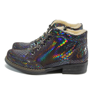 Сини дамски боти, естествена кожа - всекидневни обувки за есента и зимата N 10007438