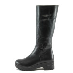 Черни дамски ботуши, естествена кожа - ежедневни обувки за есента и зимата N 10007431