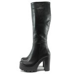 Черни дамски ботуши, естествена кожа - елегантни обувки за есента и зимата N 10007429