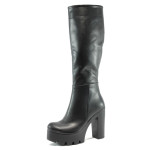 Черни дамски ботуши, естествена кожа - елегантни обувки за есента и зимата N 10007429