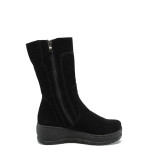 Черни дамски ботуши, естествен велур - всекидневни обувки за есента и зимата N 10007436