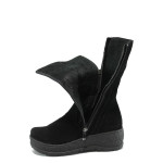 Черни дамски ботуши - гигант, естествен велур - всекидневни обувки за есента и зимата N 10007437
