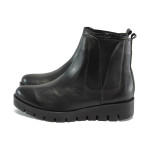 Черни дамски боти, естествена кожа - всекидневни обувки за есента и зимата N 10007496