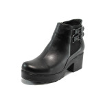 Черни дамски боти, естествена кожа - всекидневни обувки за есента и зимата N 10007544