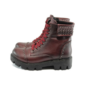 Винени дамски боти, здрава еко-кожа - всекидневни обувки за есента и зимата N 10007543