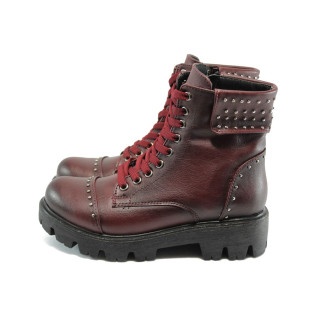 Винени дамски боти, здрава еко-кожа - всекидневни обувки за есента и зимата N 10007543
