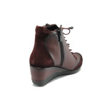 Винени дамски боти, естествена кожа - всекидневни обувки за есента и зимата N 10007542