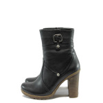 Черни дамски боти, естествена кожа - всекидневни обувки за есента и зимата N 10007548