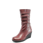 Винени дамски ботуши, естествена кожа - всекидневни обувки за есента и зимата N 10007540