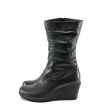 Черни дамски ботуши, естествена кожа - всекидневни обувки за есента и зимата N 10007541