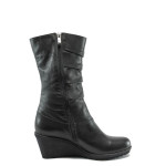 Черни дамски ботуши, естествена кожа - всекидневни обувки за есента и зимата N 10007541