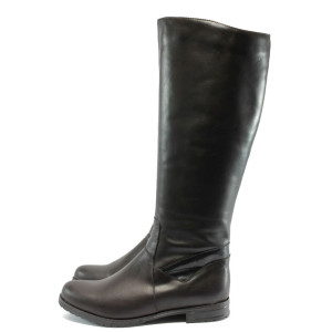 Кафяви дамски ботуши, естествена кожа - всекидневни обувки за есента и зимата N 10007537